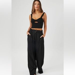 Linen blend wide-leg trouser